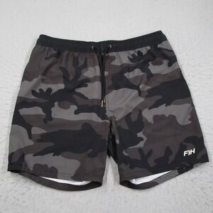 Fasthouse Jack Hybrid Shorts Mens XL Black Grey Camo Boardshorts Swim Trunks